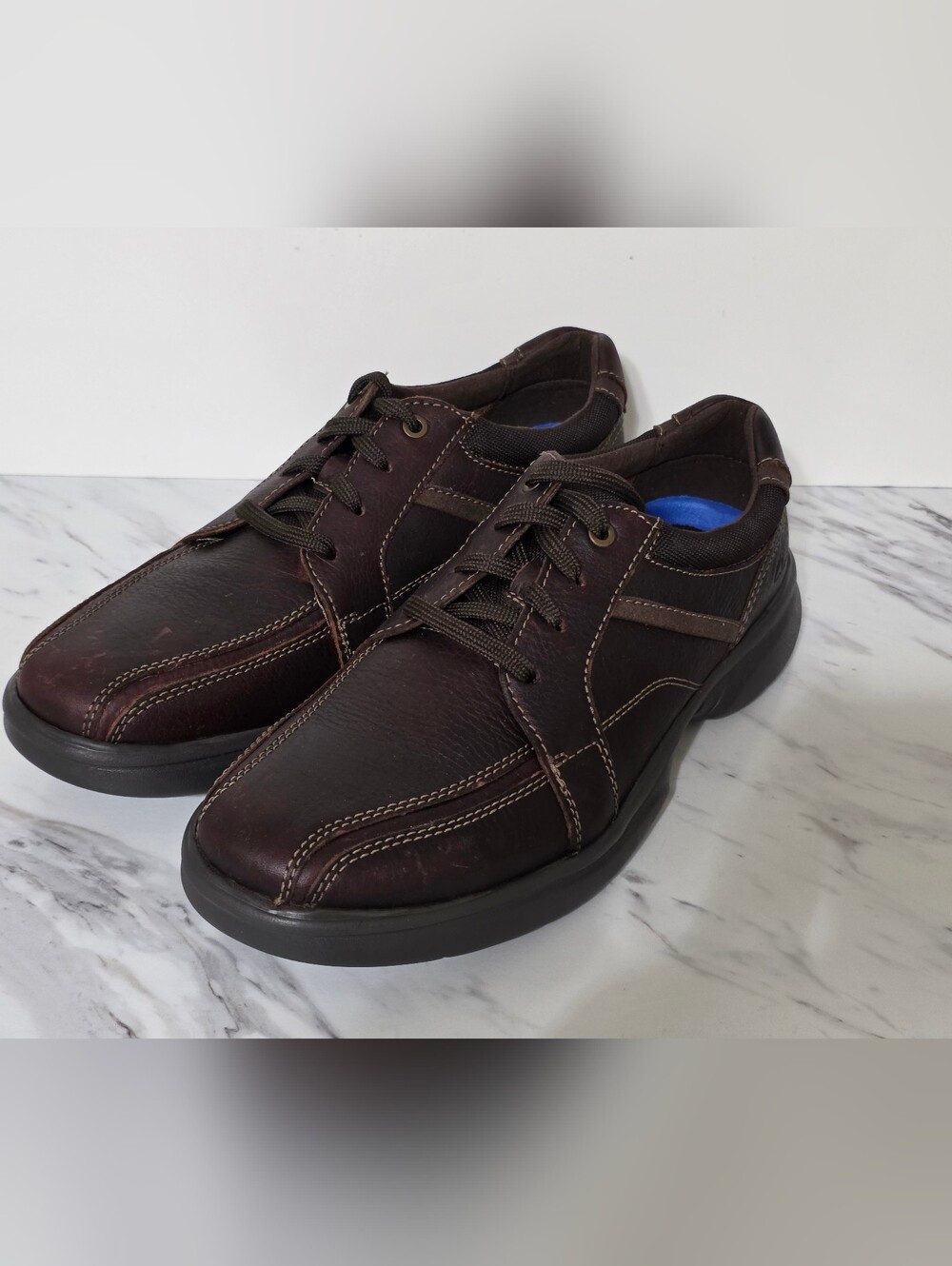 Clarks Men's Brown Leather Slip-On Style Lace Shoes